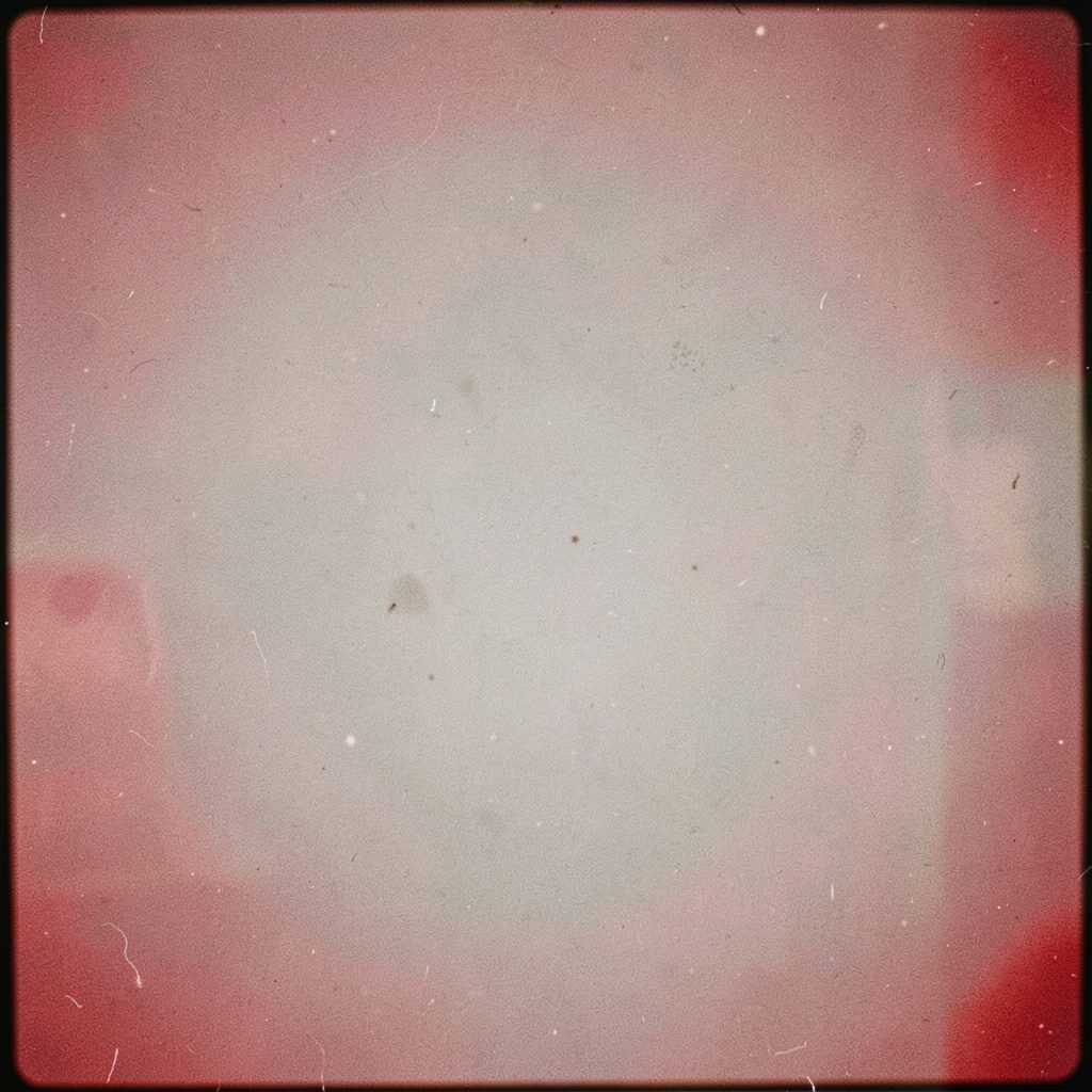 Аналоговая плёночная фотография с зернистостью: размытые контуры фотографий и кадров на стене галереи в тёплых красно-коричневых тонах.